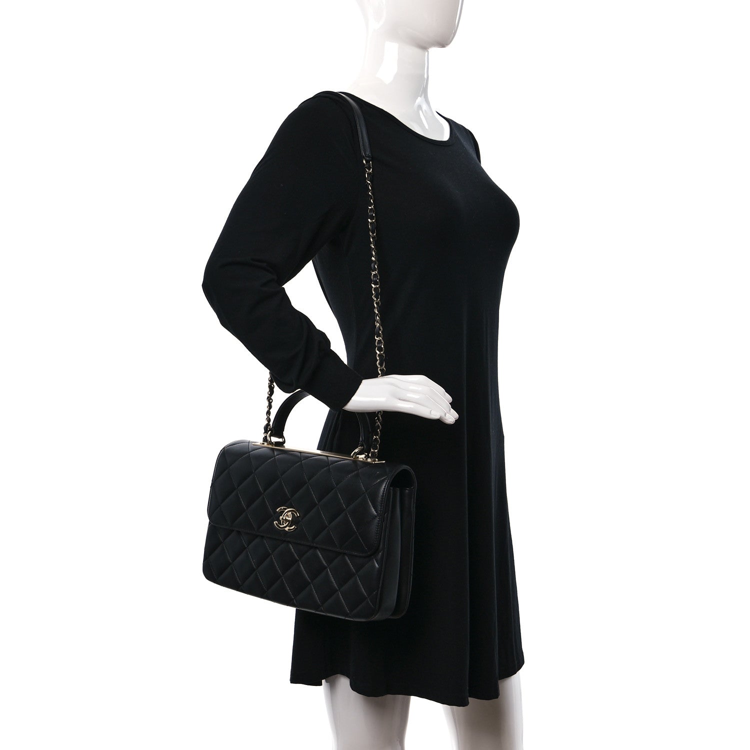 Chanel Lambskin Quilted Medium Trendy CC Flap Dual Handle Bag Black 2 of 10