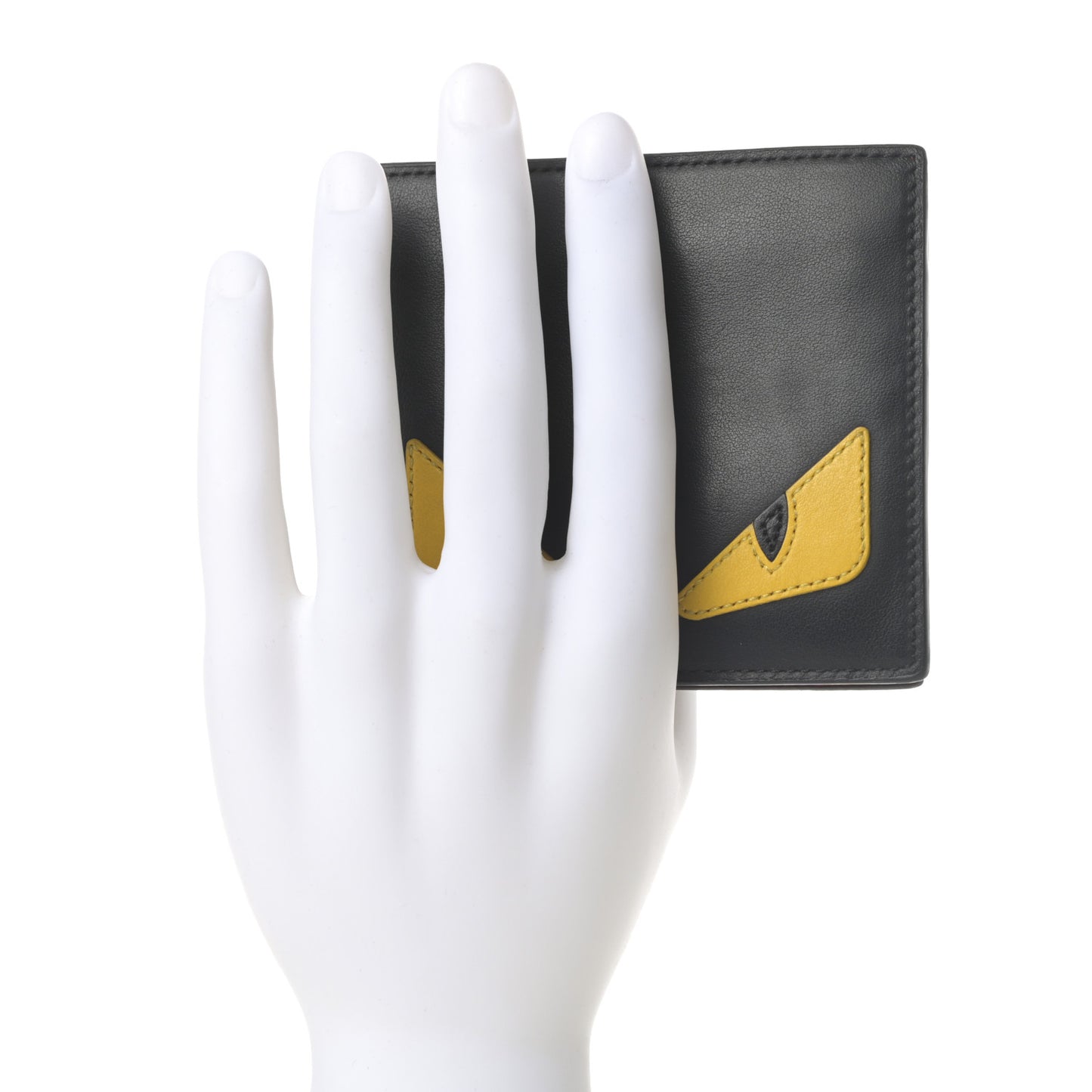 Vitello Century Monster Eyes Inlay Bi-Fold Wallet Black Giallo Rosso