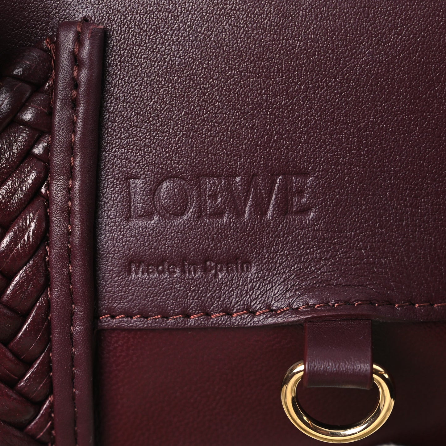Calfskin Woven Compact Hammock Shoulder Bag Dark Burgundy
