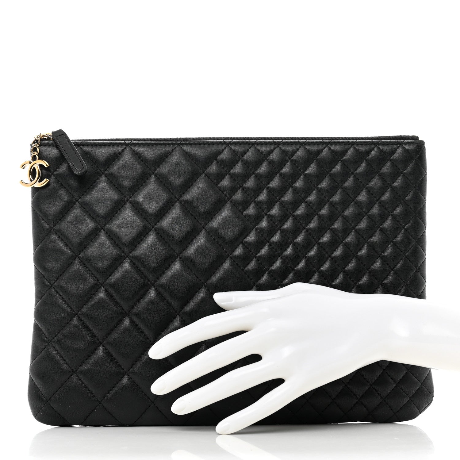 Chanel Lambskin Bi Quilted Medium Cosmetic Case Black 2 of 10