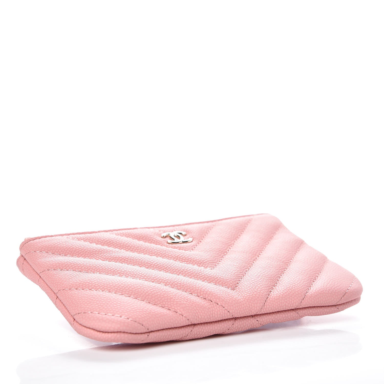Chanel Caviar Chevron Quilted Small Cosmetic Case Pink 4 of 8