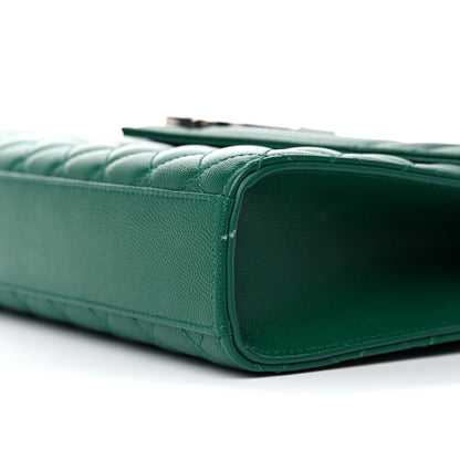 Saint Laurent Grain De Poudre Textured Mixed Matelasse Triquilt Medium Monogram Satchel Green 10 of 16
