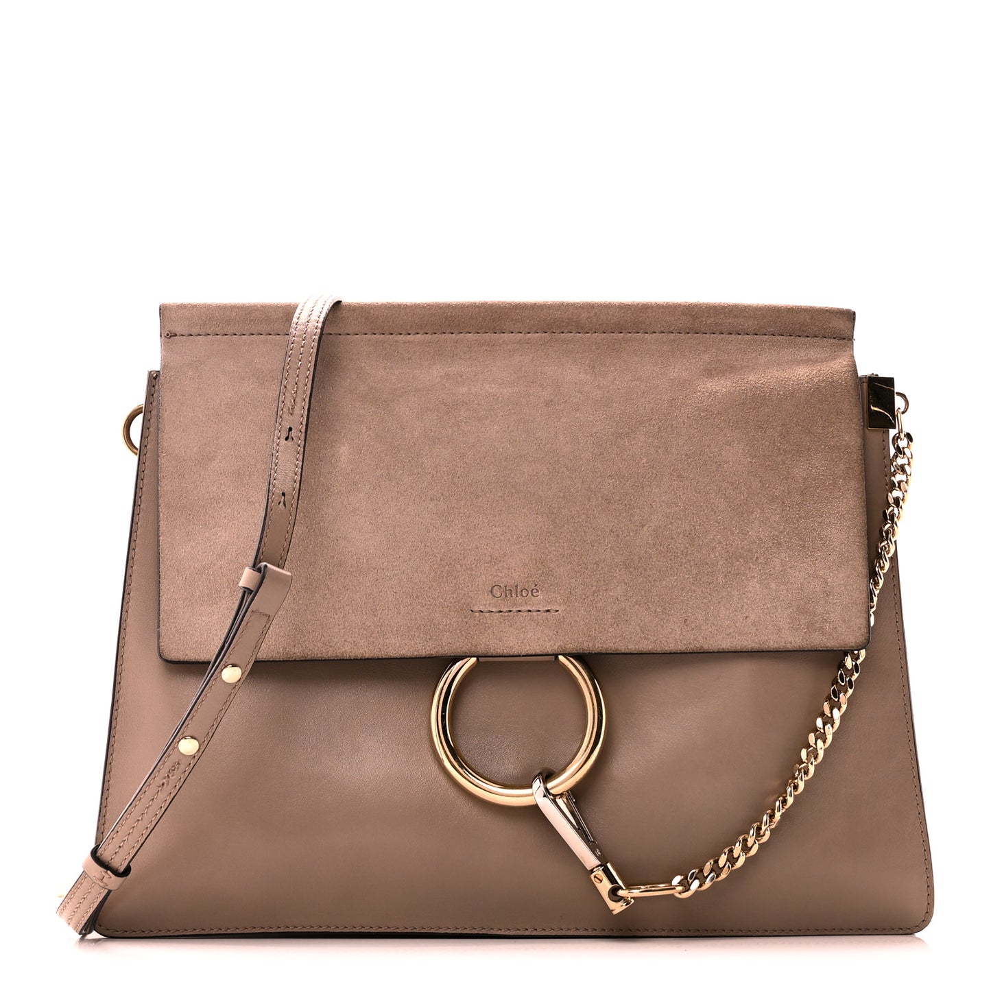 Calfskin Suede Medium Faye Shoulder Bag Motty Grey