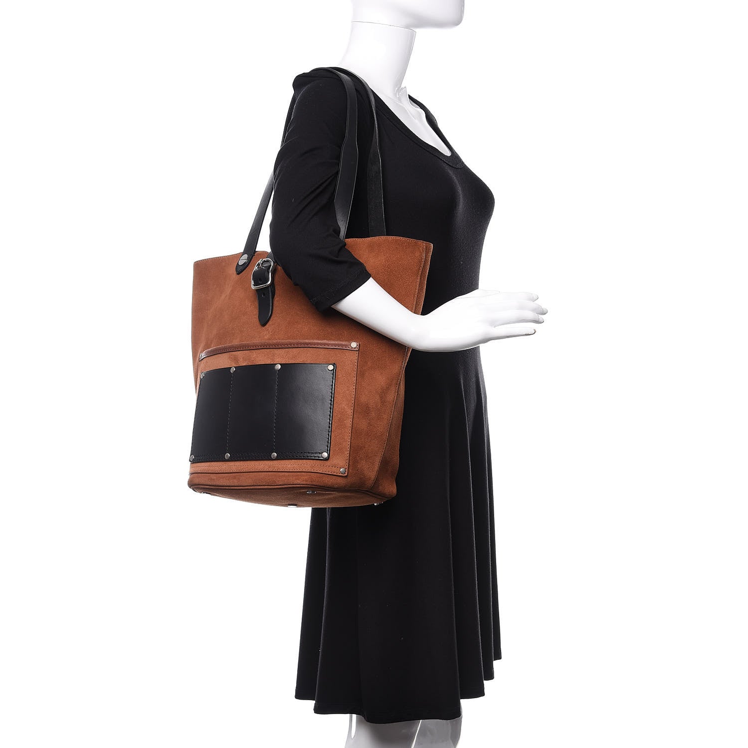 Alexander Wang Suede Calfskin Mason Tote Brown Black 2 of 13