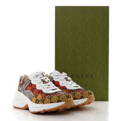 Gucci Monogram Multicolor Demetra Womens Rhyton Sneakers 35.5 Yellow Blue Great White Tabasco 8 of 8