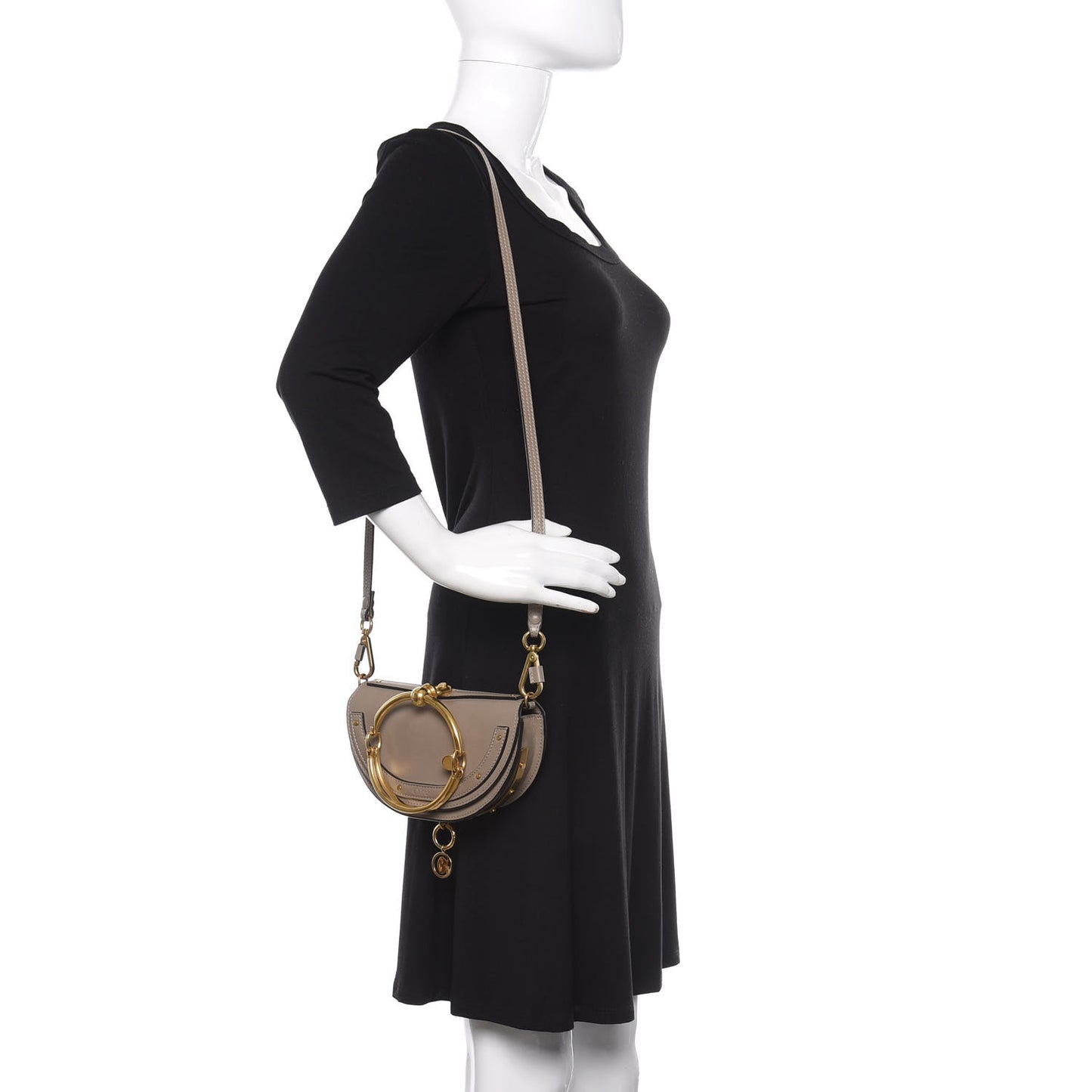 Calfskin Small Nile Bracelet Minaudiere Bag Motty Grey