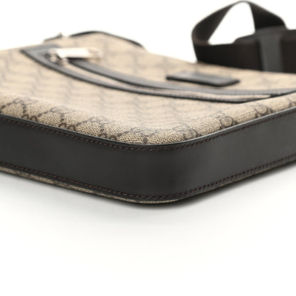 Gucci GG Supreme Monogram Selleria Calfskin Small Flat Messenger Bag Beige Ebony Cocoa Marrone Scuro 9 of 9