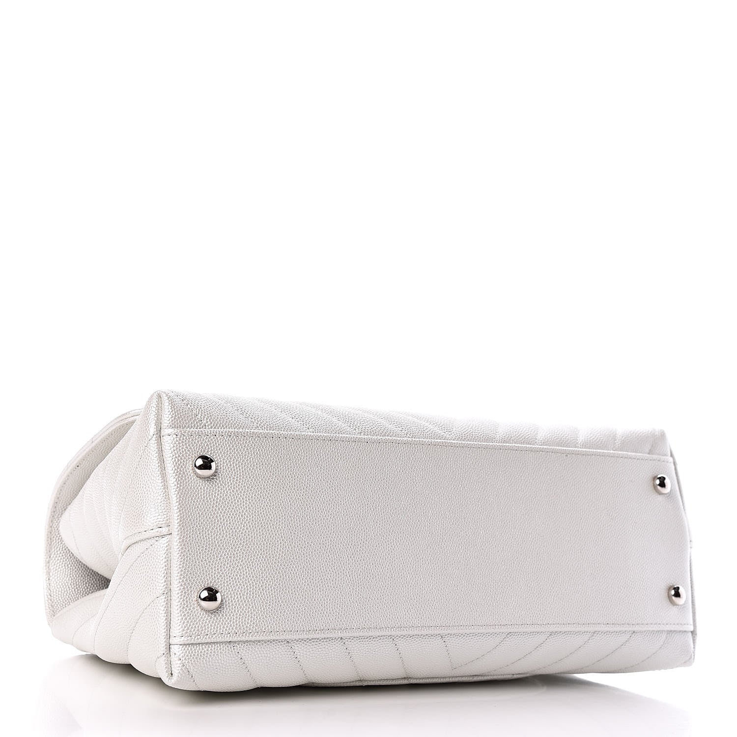 Chanel Iridescent Caviar Chevron Quilted Small Coco Handle Flap White 4 of 10