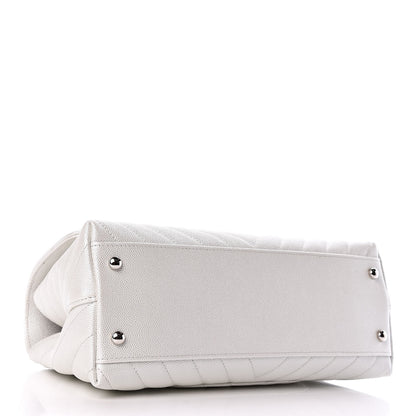 Chanel Iridescent Caviar Chevron Quilted Small Coco Handle Flap White 4 of 10