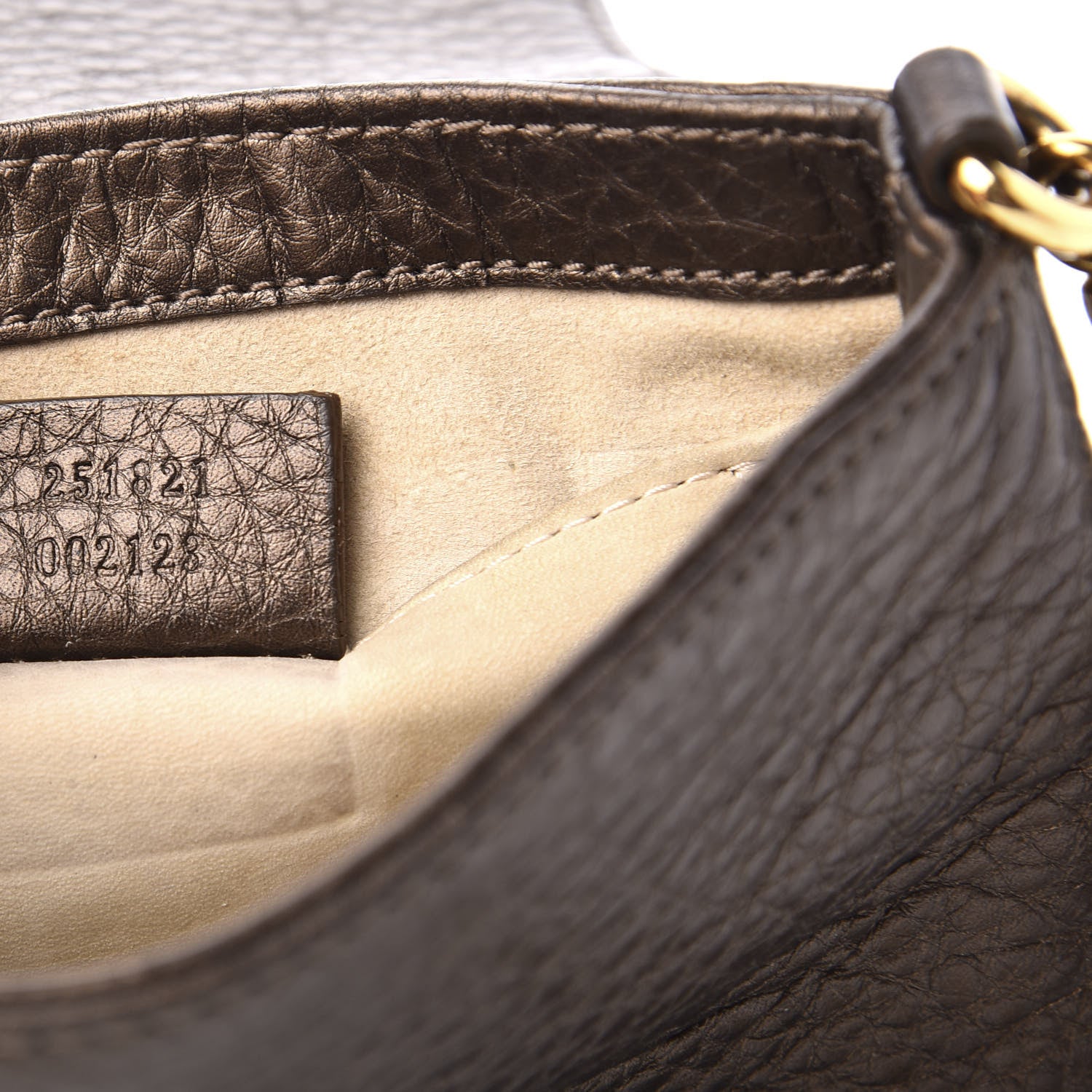 Gucci Metallic Pebbled Calfskin Small 1973 Chain Shoulder Bag Winter Leaf 8 of 9