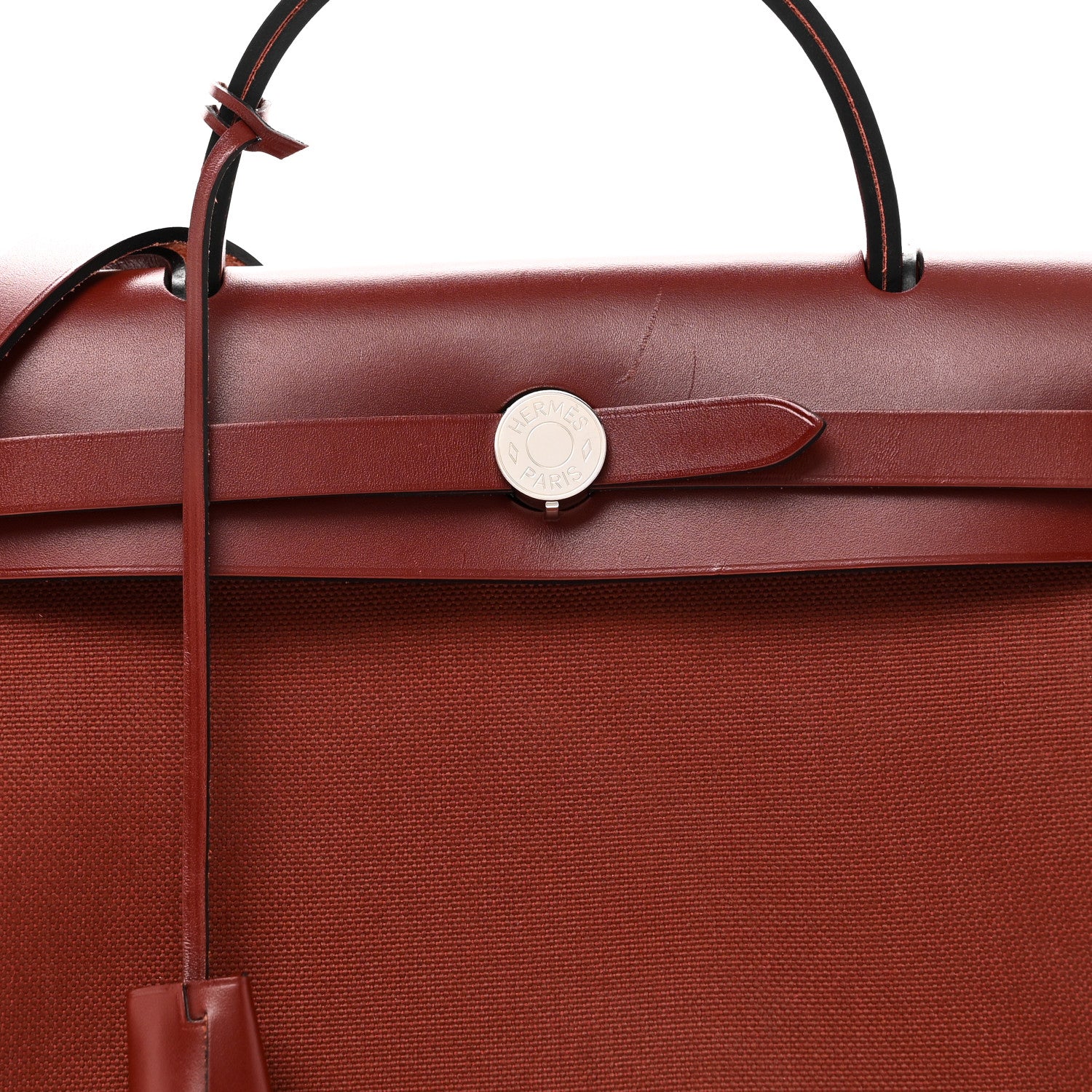 Hermes Vache Hunter Toile Herbag Zip 31 PM Rouge H 9 of 12