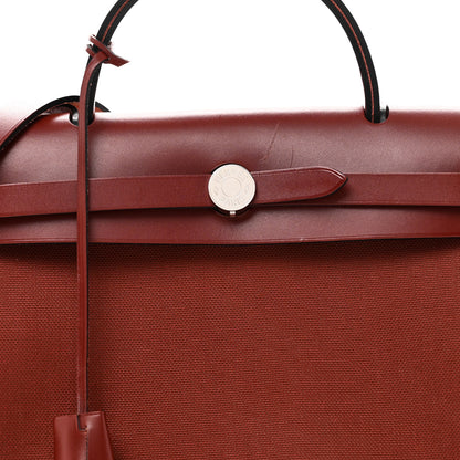 Hermes Vache Hunter Toile Herbag Zip 31 PM Rouge H 9 of 12