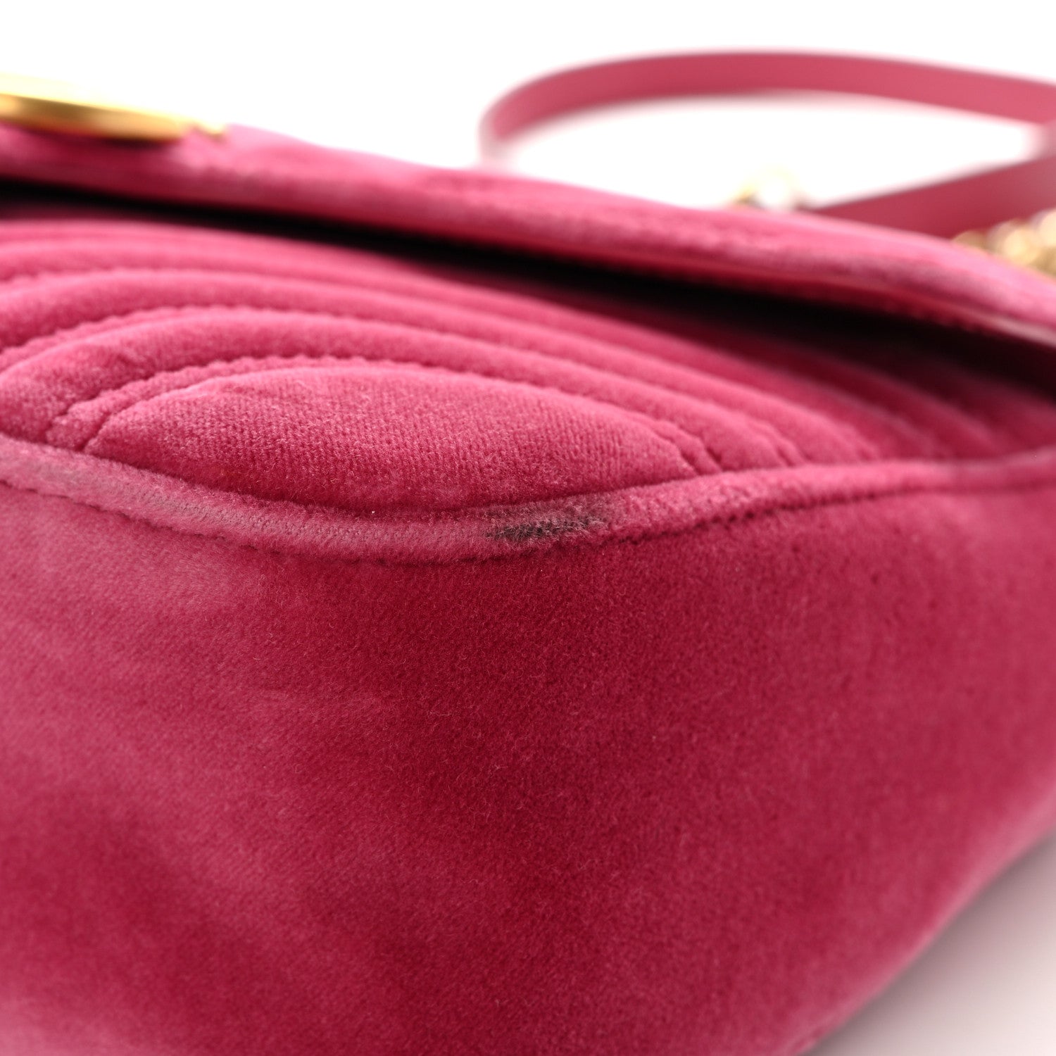 Gucci Velvet Matelasse Small GG Marmont Shoulder Bag Light Raspberry Rose 11 of 11