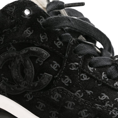 Chanel Suede Calfskin Printed CC Sneakers 35 Black 9 of 10