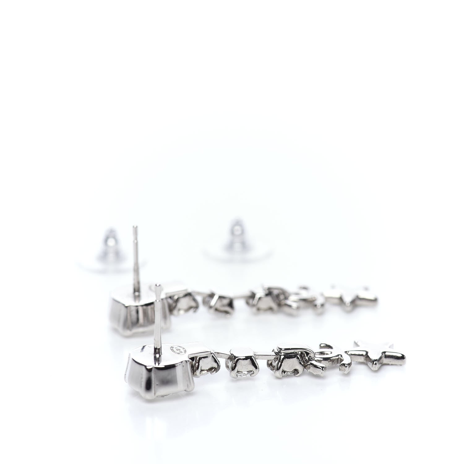 Chanel Crystal Starfall Drop CC Earrings Silver 4 of 5