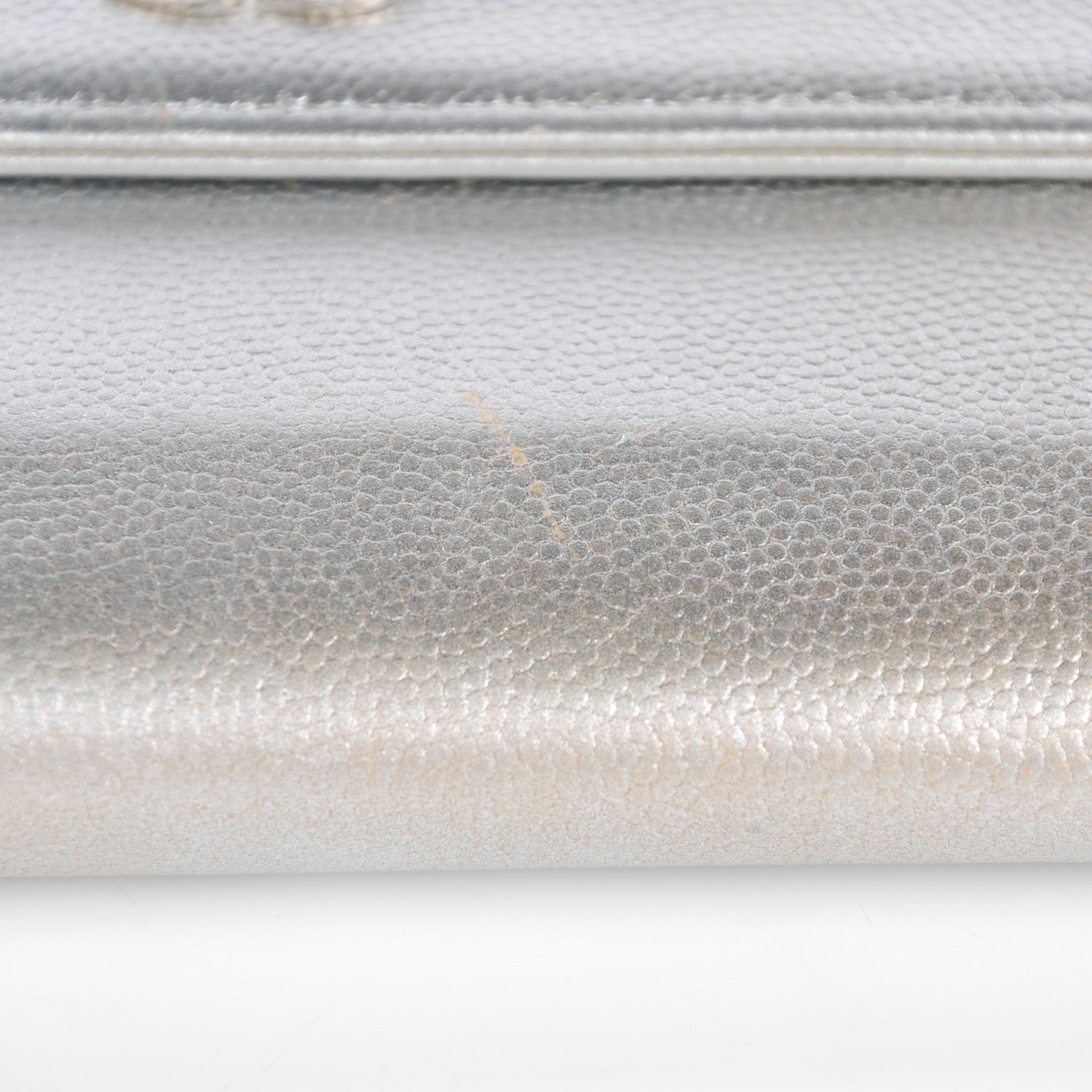 Chanel Metallic Caviar Sevruga Long Flap Wallet Silver 5 of 13