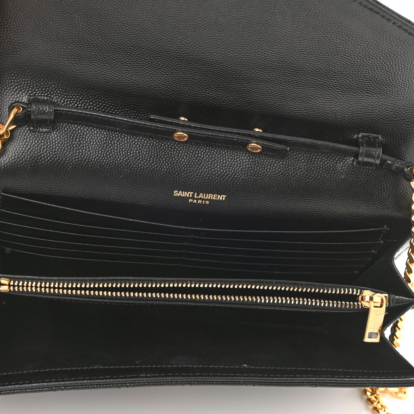 Grain De Poudre Mixed Matelasse Triquilt Monogram Chain Wallet Black