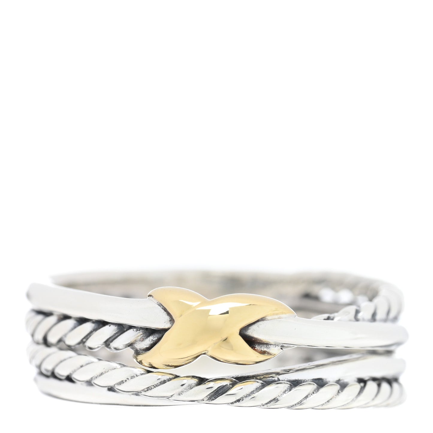 Sterling Silver 18K Yellow Gold 6mm X Crossover Ring 54 7