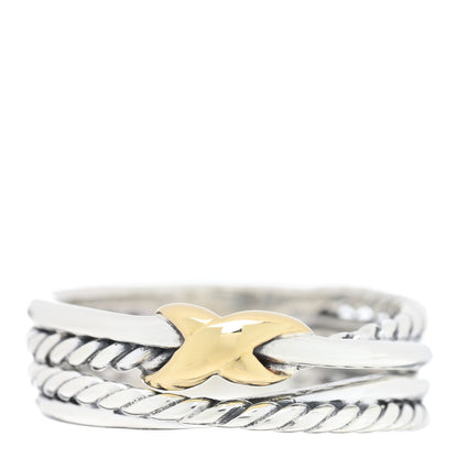 David Yurman Sterling Silver 18K Yellow Gold 6mm X Crossover Ring 54 7 1 of 4