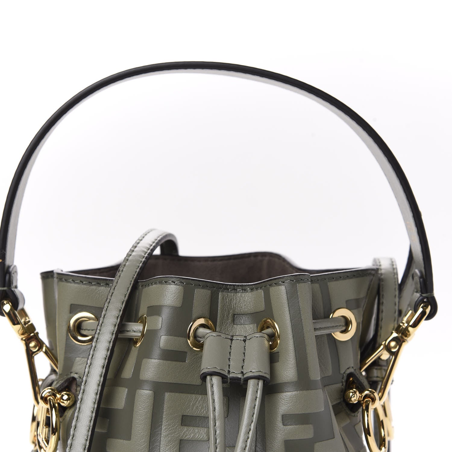 Fendi Calfskin F is Fendi FF 1974 Embossed Mini Mon Tresor Bucket Bag Moon 11 of 11