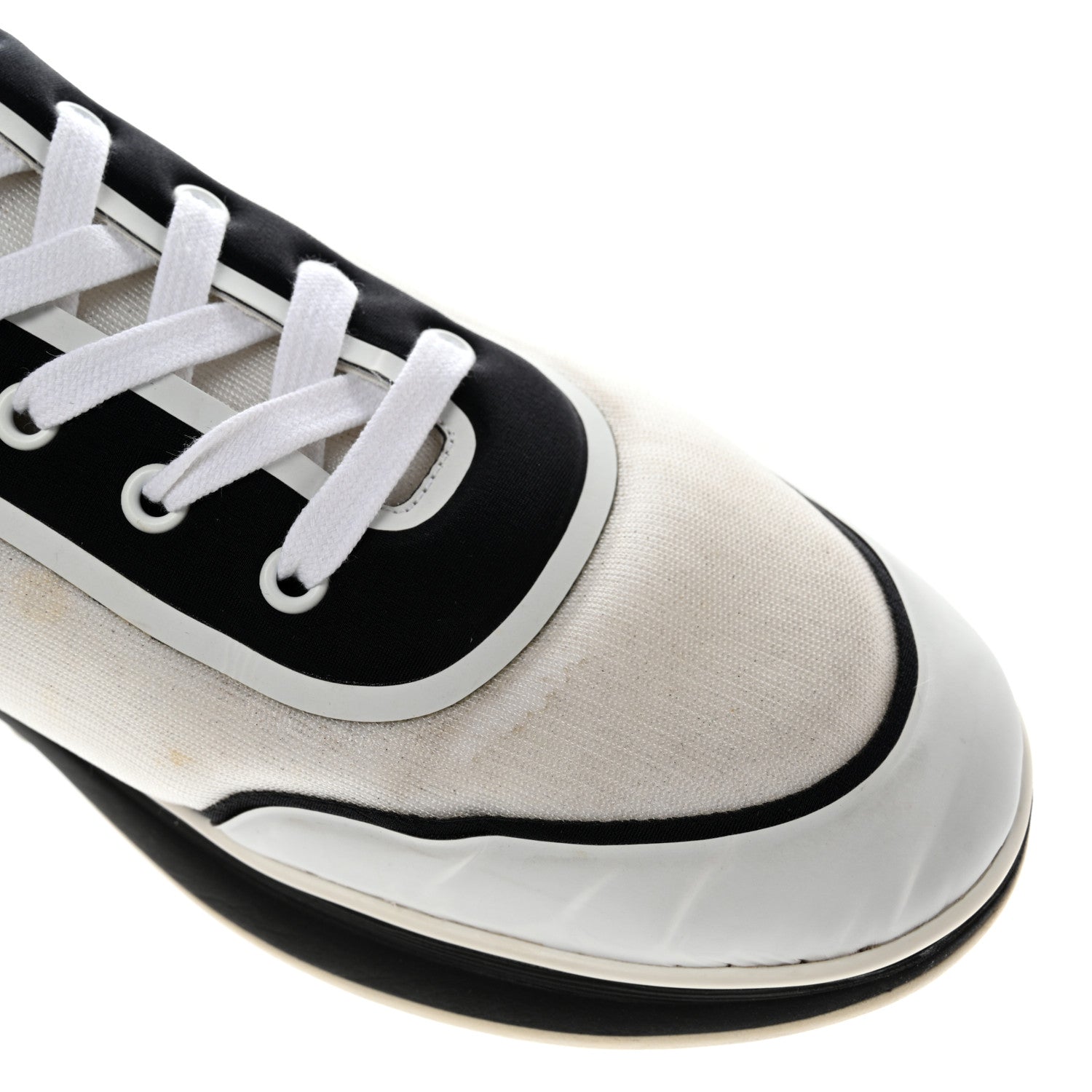 Chanel Mesh Lycra Thermoplastic Mens Sneakers 45 White Black 10 of 11