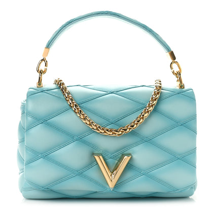 Louis Vuitton Lambskin Malletage Top Handle GO-14 MM Lagoon 2 of 9