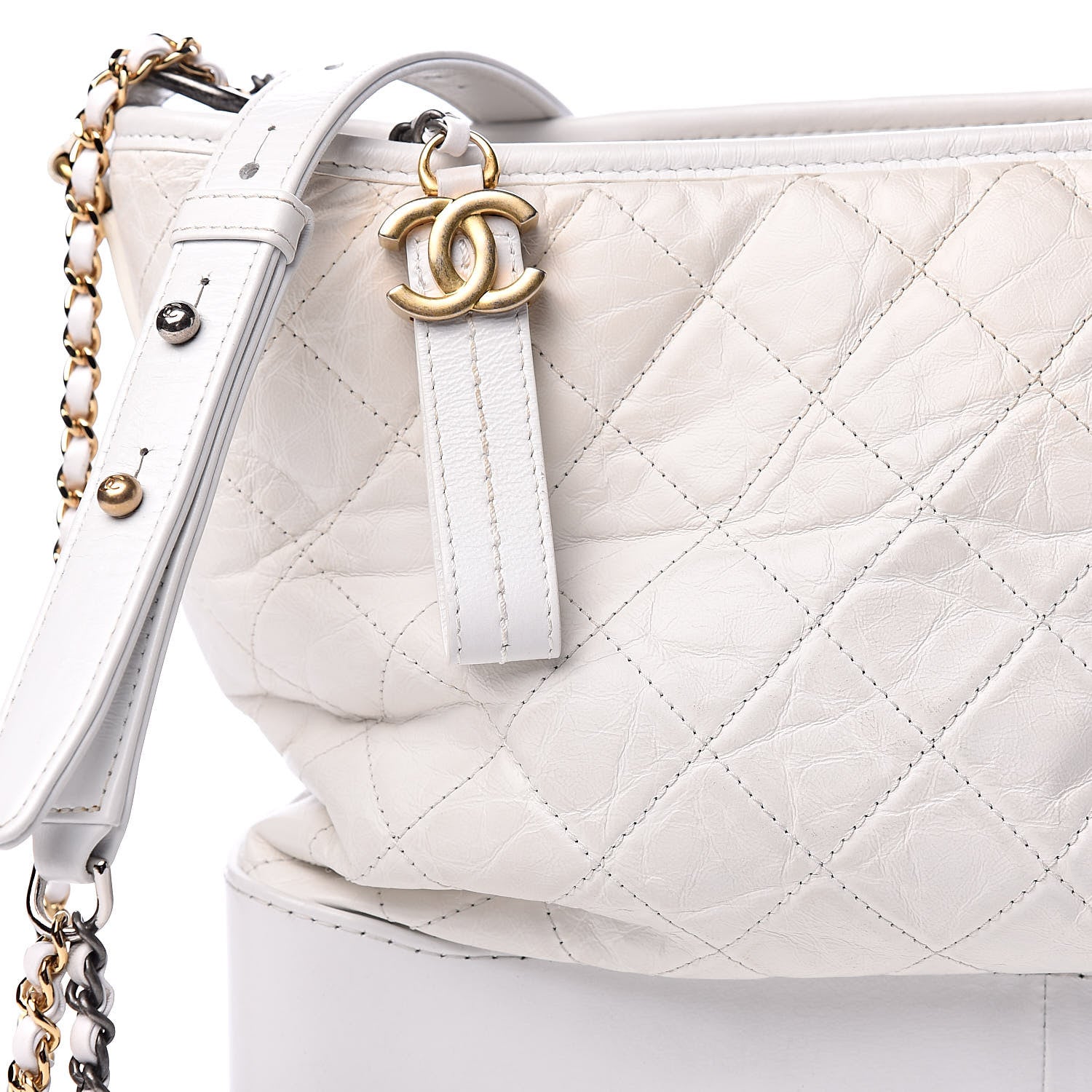 Chanel Aged Calfskin Quilted Large Gabrielle Hobo White 12 of 12