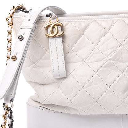 Chanel Aged Calfskin Quilted Large Gabrielle Hobo White 12 of 12