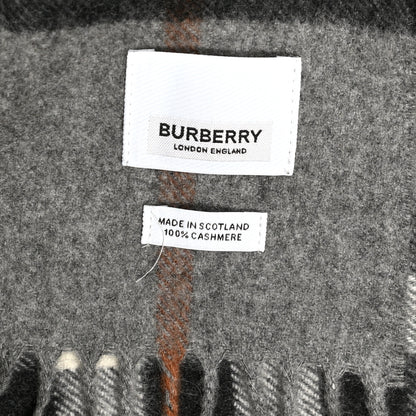 Burberry Cashmere Classic Check Fringe Scarf Grey 5 of 6
