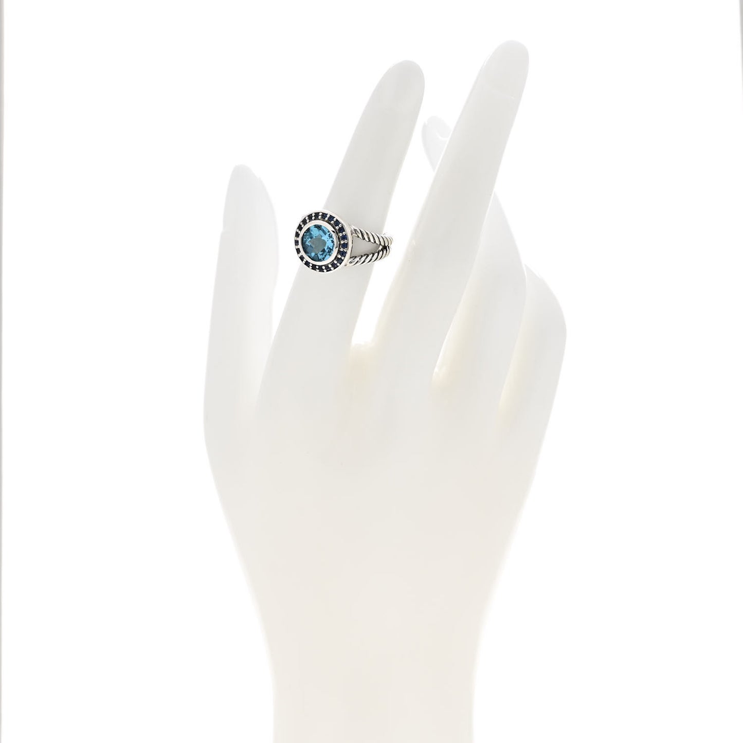 Sterling Silver Blue Topaz Sapphire 8mm Petite Cerise Ring 49 5