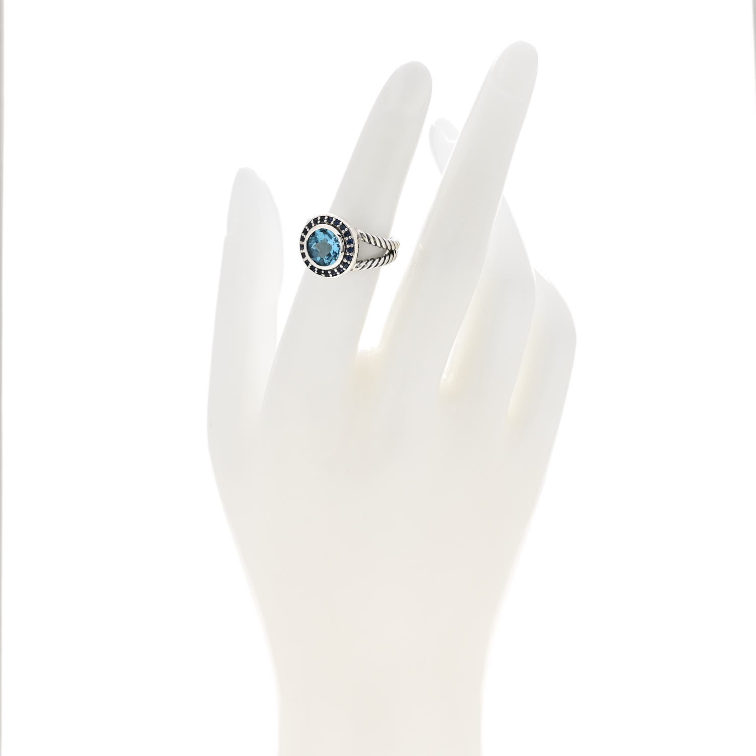 David Yurman Sterling Silver Blue Topaz Sapphire 8mm Petite Cerise Ring 49 5 2 of 5