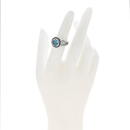 David Yurman Sterling Silver Blue Topaz Sapphire 8mm Petite Cerise Ring 49 5 2 of 5