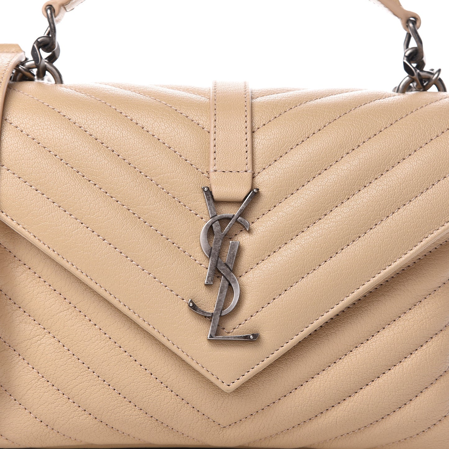 Sheepskin Matelasse Medium College Monogram Bag Beige