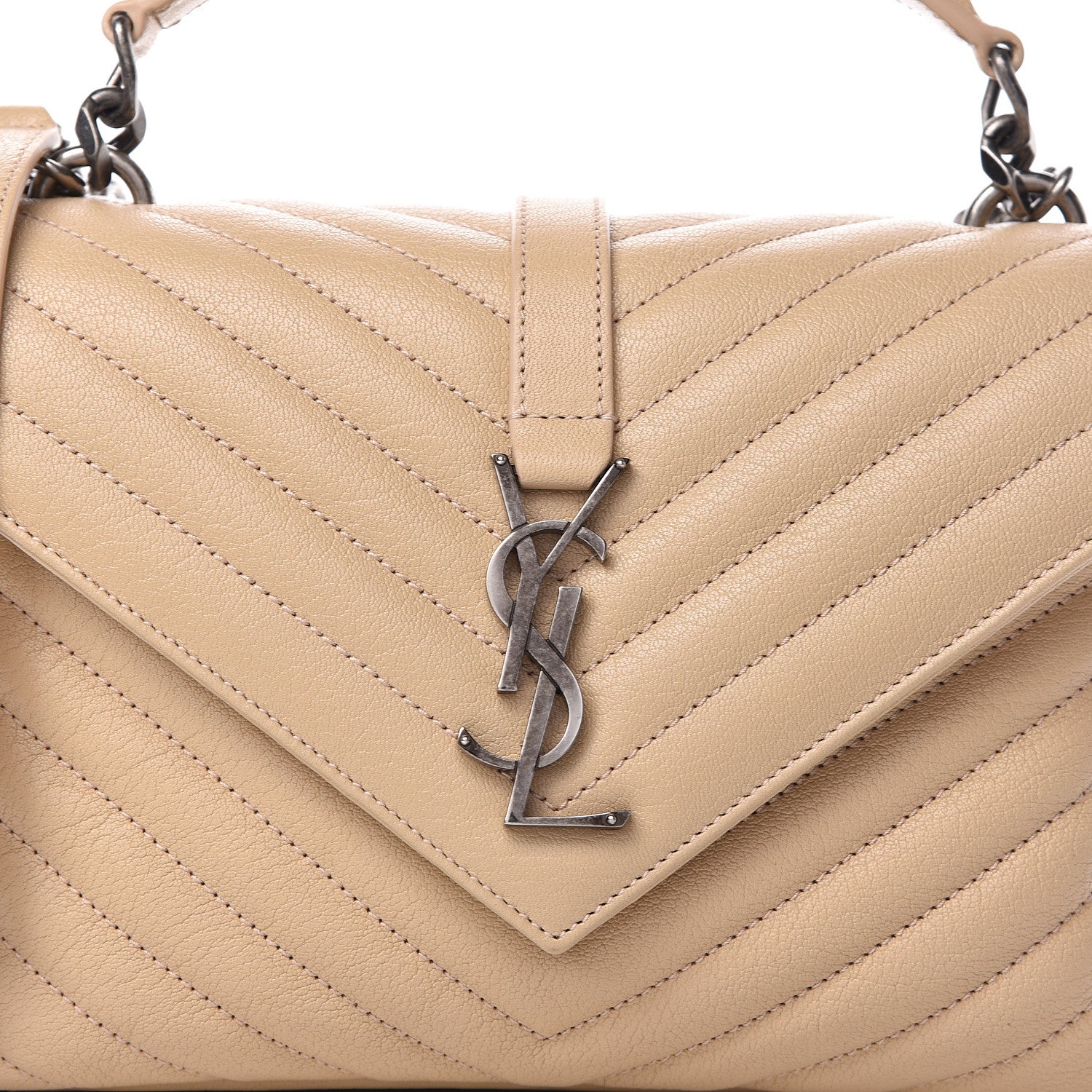 Saint Laurent Sheepskin Matelasse Medium College Monogram Bag Beige 3 of 10