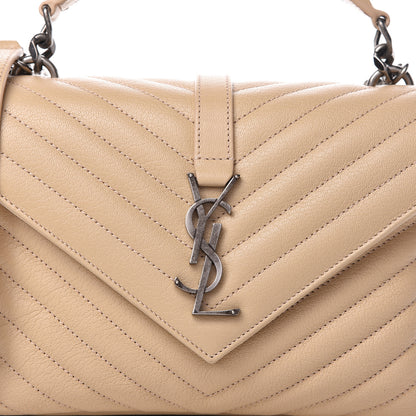 Saint Laurent Sheepskin Matelasse Medium College Monogram Bag Beige 3 of 10