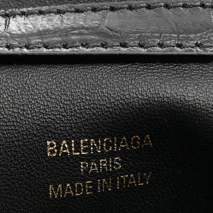 Balenciaga Shiny Calfskin Crocodile Embossed Mini Rodeo Top Handle Handbag Black 5 of 9