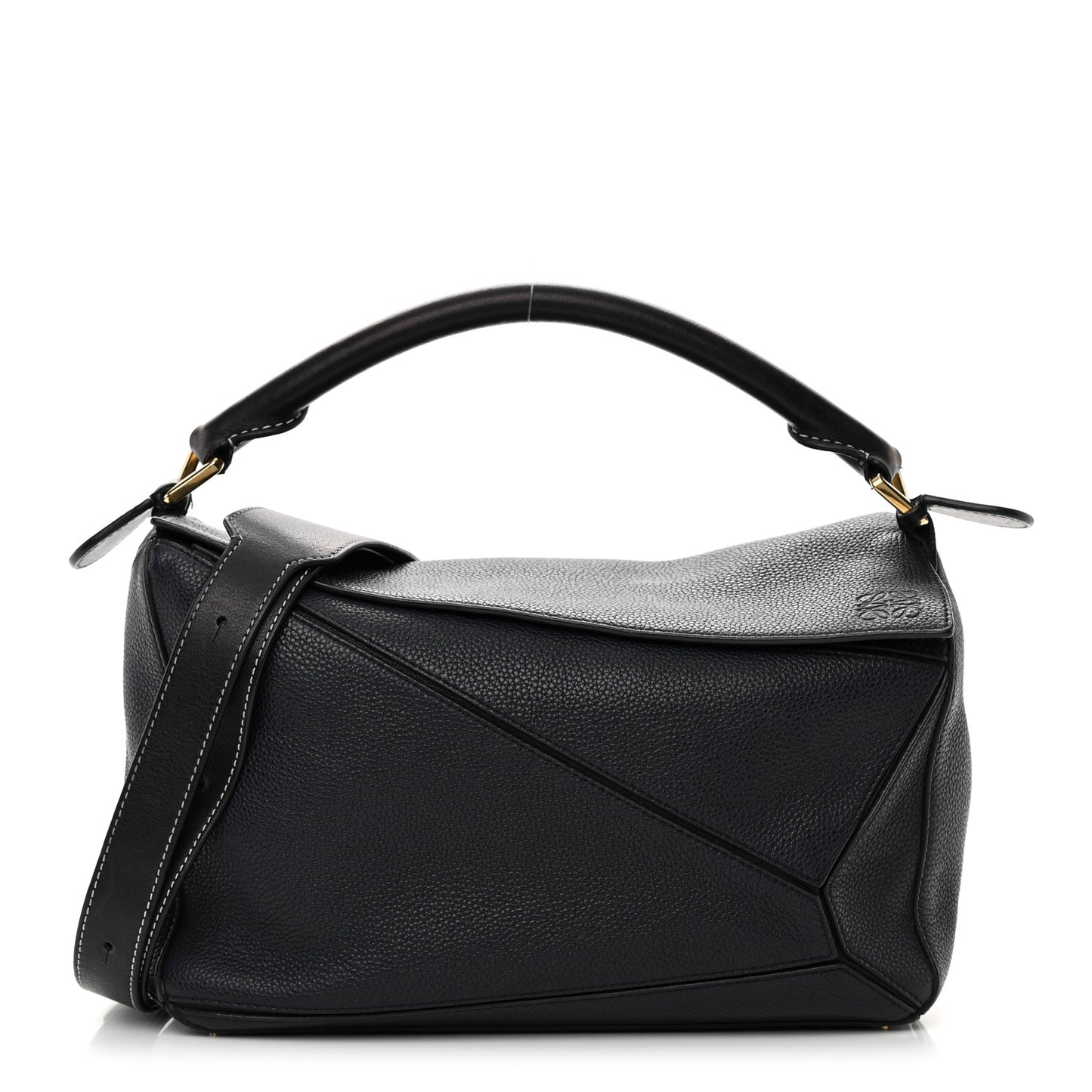 Calfskin Medium Puzzle Bag Midnight Blue Black