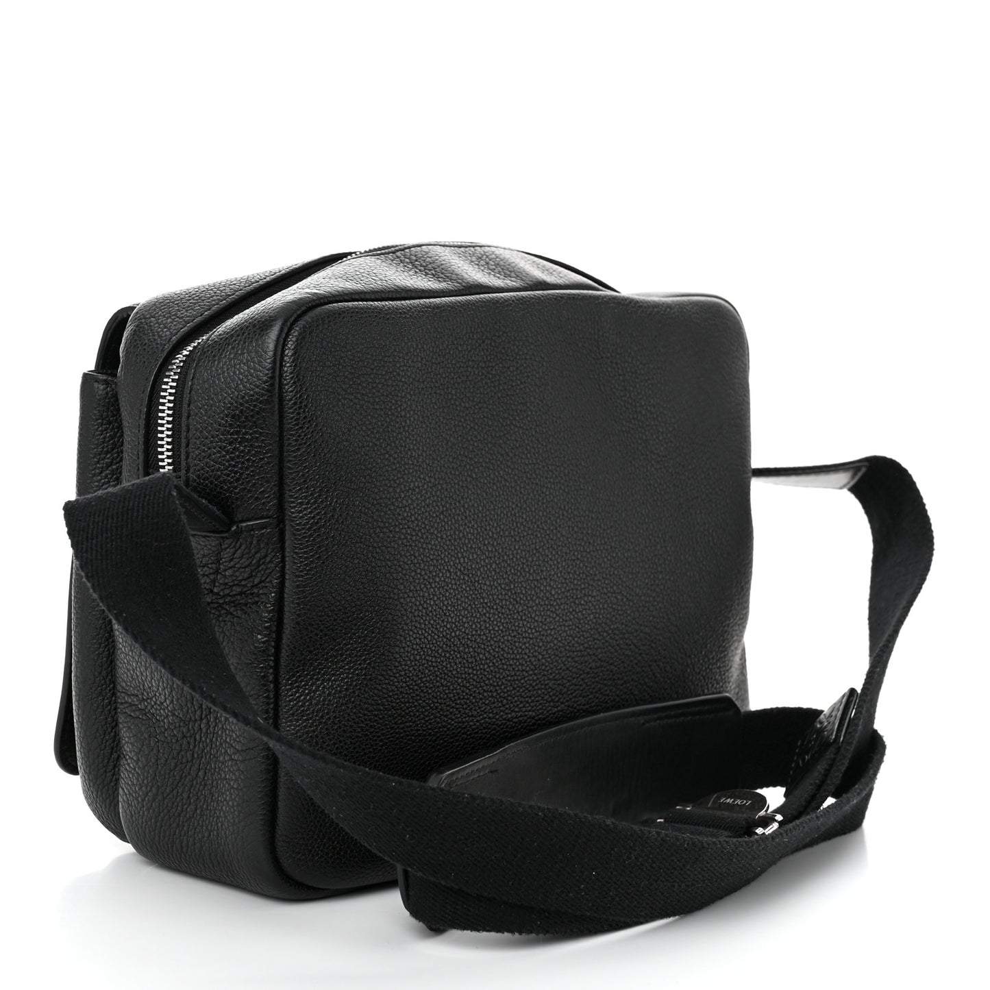 Soft Grained Calfskin Military Messenger Bag Black