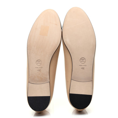 Chanel Lambskin Cap Toe CC Ballerina Flats 40 Beige Black 9 of 12