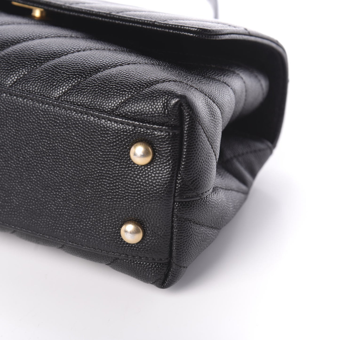 Caviar Chevron Quilted Mini Coco Handle Flap Black