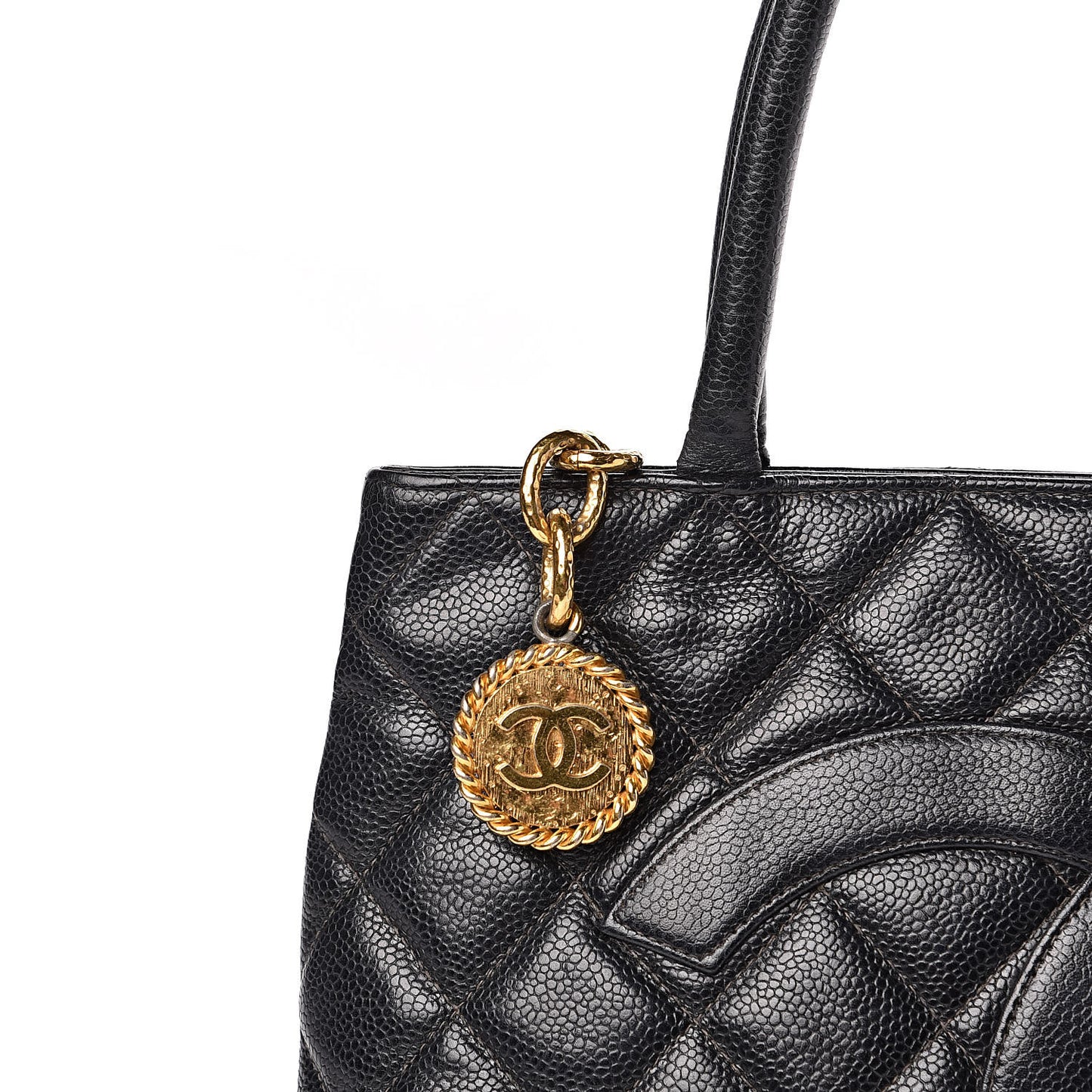 Caviar Quilted Medallion Tote Black