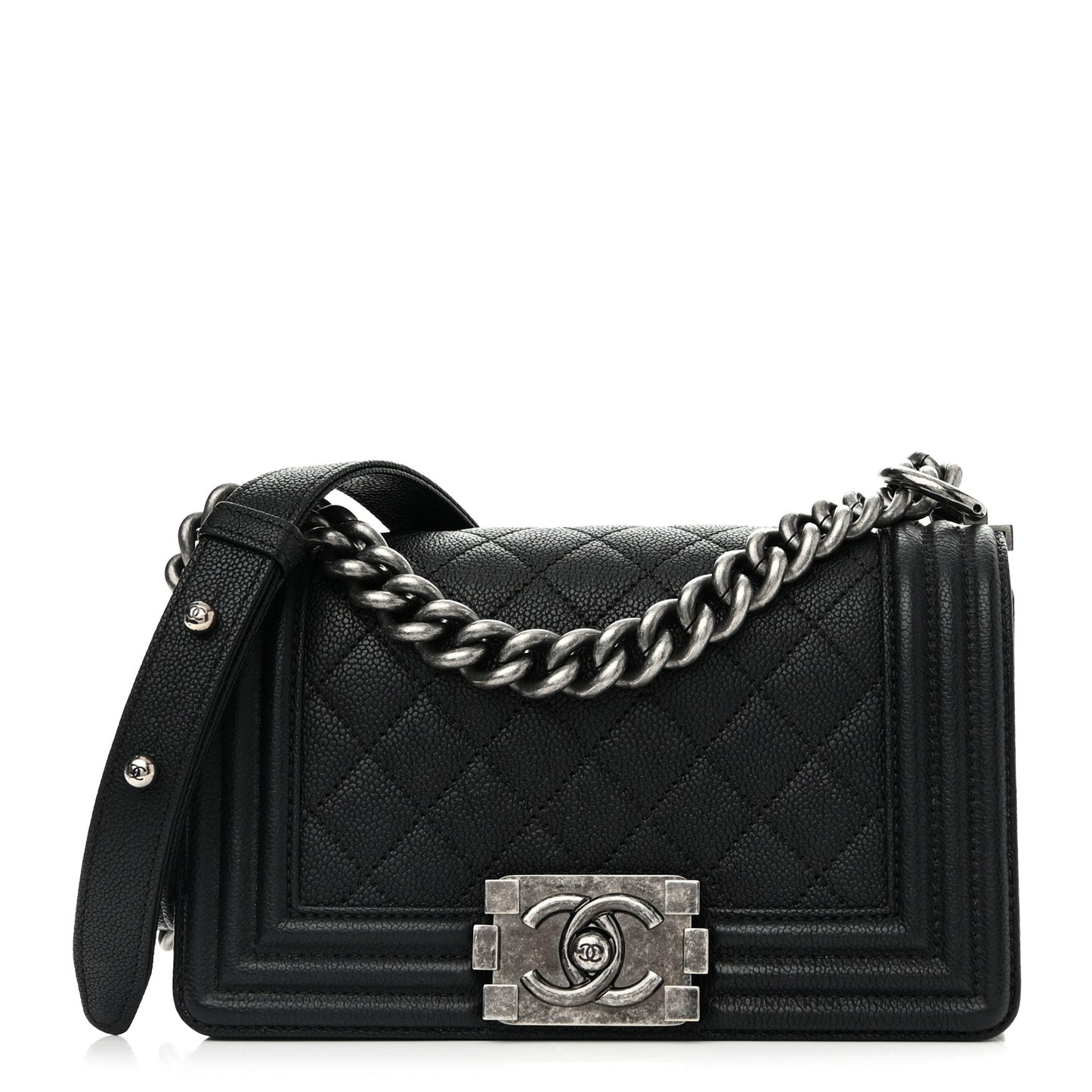Caviar Quilted Small Boy Flap Black
