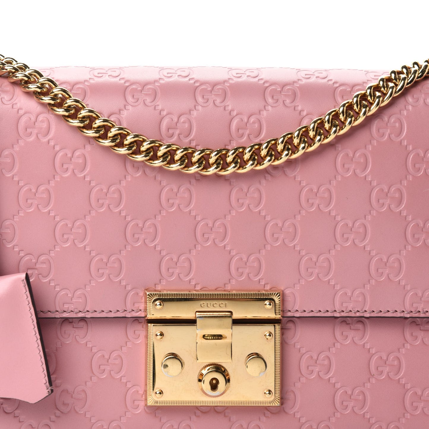 Guccissima Signature Medium Padlock Shoulder Bag Rose Baby Candy