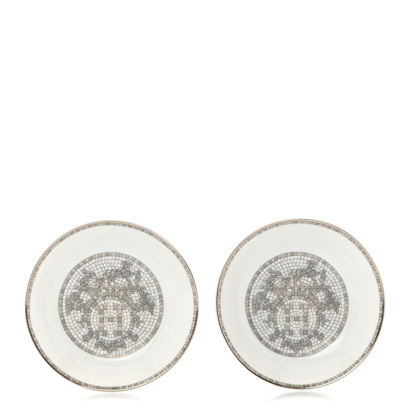 Porcelain Mosaique Au 24 Platine Soy Dish Set of 2 Platinum