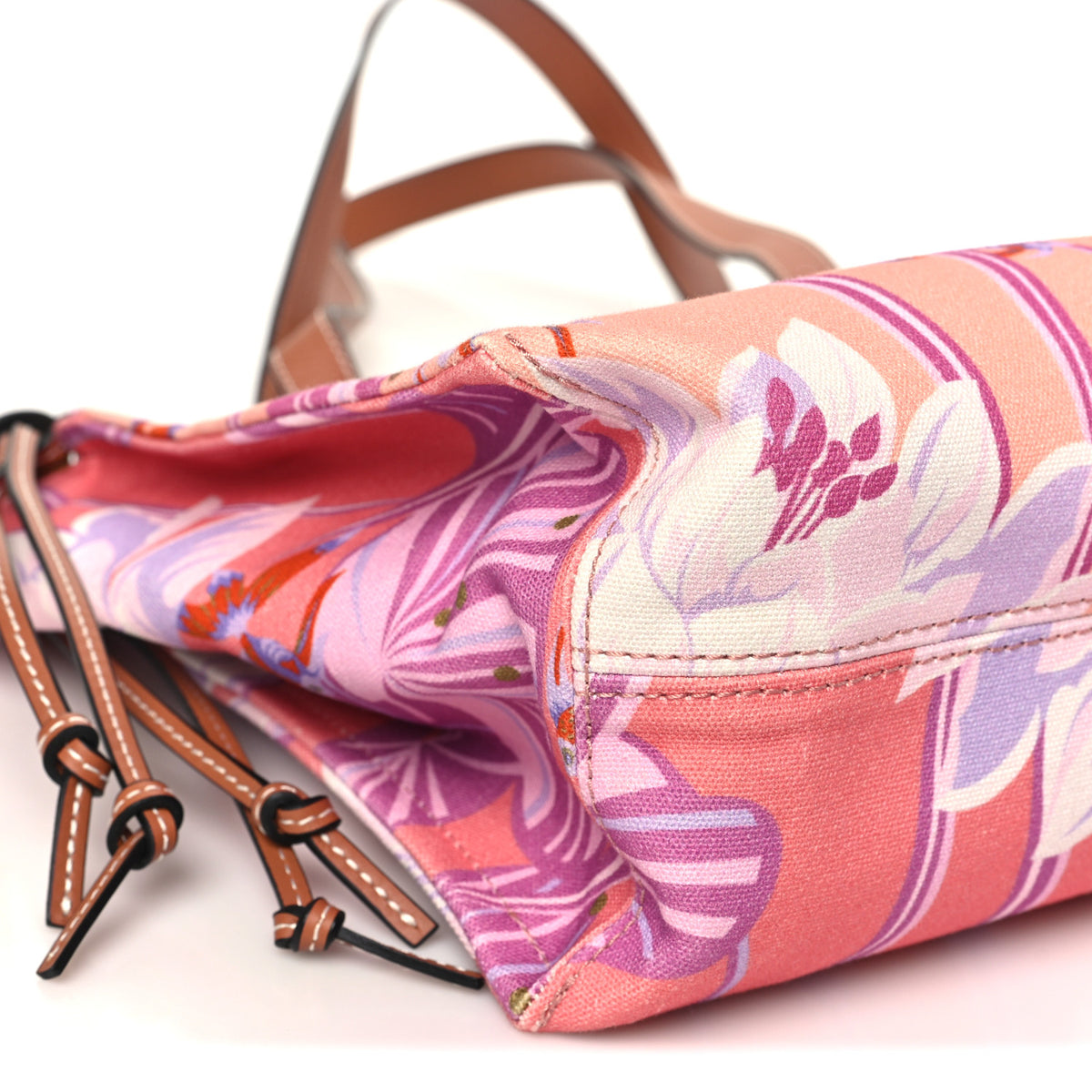 Canvas Calfskin Waterlily Print Paulas Ibiza Small Cushion Tote
