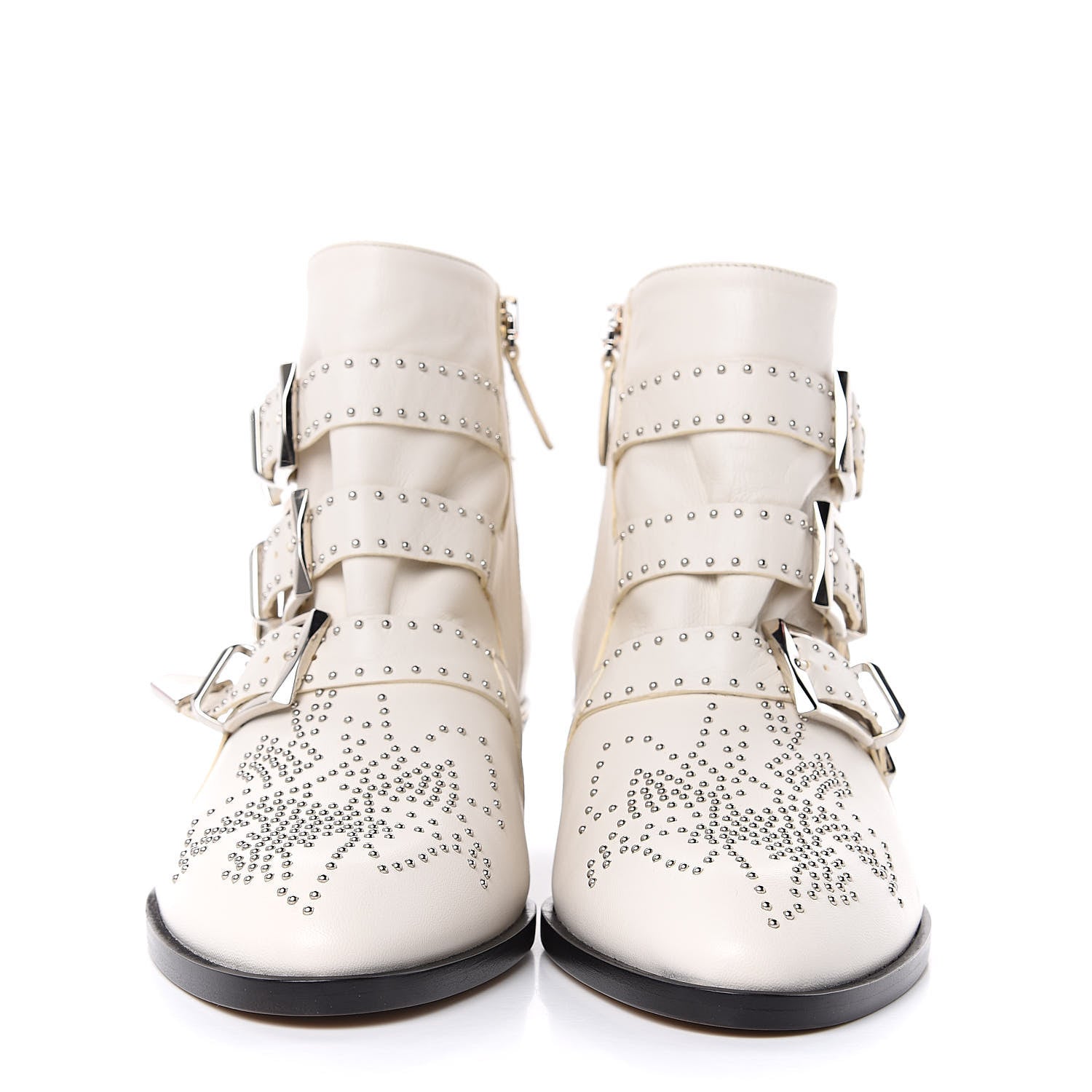Chloe Nappa Sheepskin Studded Susanna Ankle Boots 39 Cloudy White 2 of 10