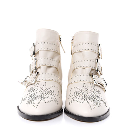Chloe Nappa Sheepskin Studded Susanna Ankle Boots 39 Cloudy White 2 of 10