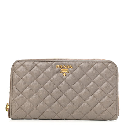 Prada Saffiano Quilted Zip Around Wallet Argilla 1 of 10