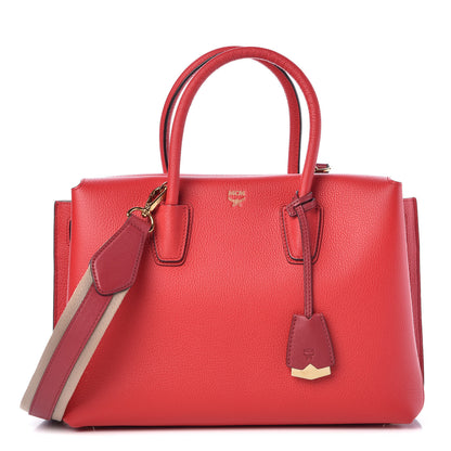MCM Grained Calfskin Medium Milla Tote Red 1 of 9