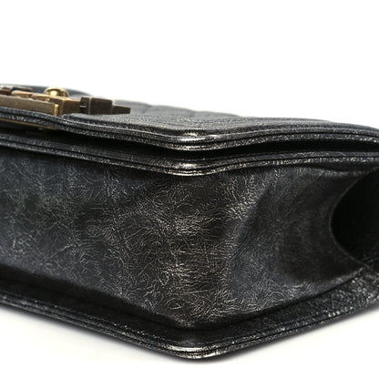 Chanel Cracked Metallic Calfskin Quilted Small Boy Flap Dark Silver 10 of 11